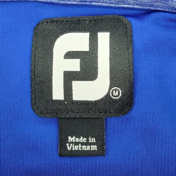 FOOTJOY Polo Shirt Men’s Medium Golf Blue Yellow Stripe Stretch Innisbrook NEW - Picture 5 of 8